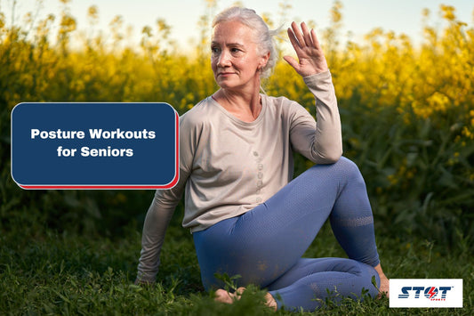 elderly woman doing posture workout for seniors