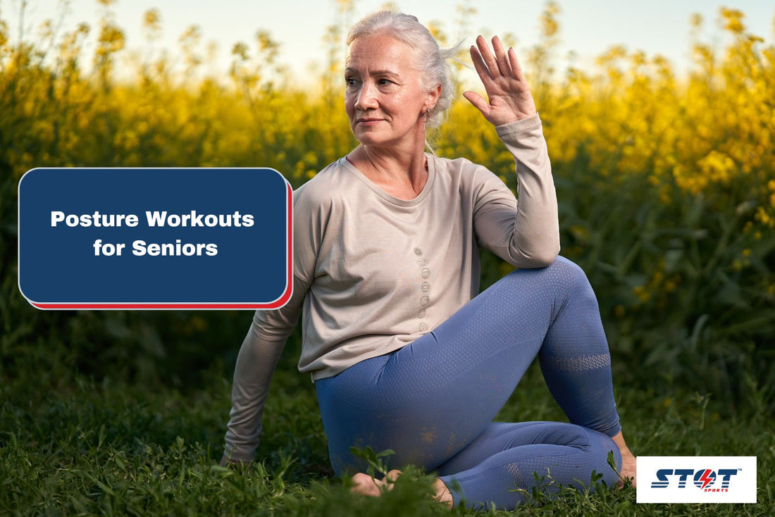 elderly woman doing posture workout for seniors