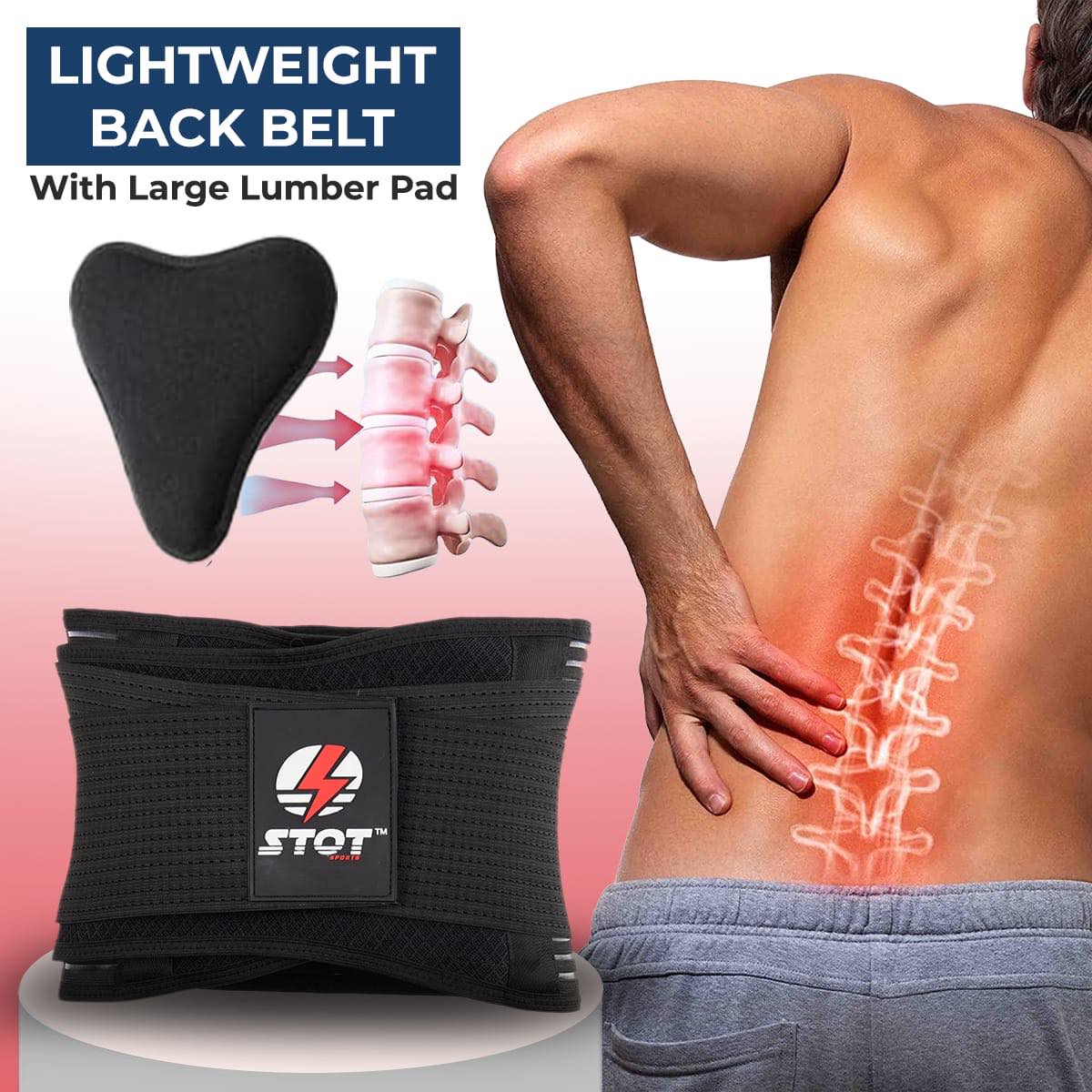 Breathable and Adjustable back brace for lower back pain women and Men With One Ice Pocket