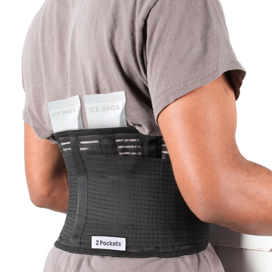 Back Brace for Lower Back Pain Relief For Women and Men With 2 Pockets for Ice Packs